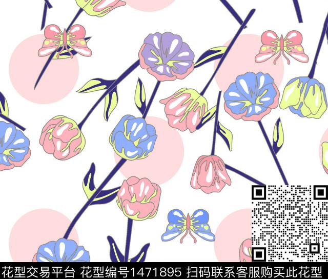 女装花卉裙数码印花华亿平台下载（图片编号: 1471895） - 瓦栏（Walan）