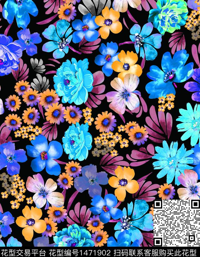 女装花卉裙数码印花华亿平台下载（图片编号: 1471902） - 瓦栏（Walan）