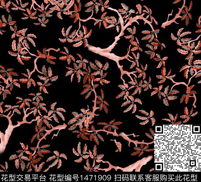 女装清爽底花卉花卉数码印花华亿平台下载（图片编号: 1471909） - 瓦栏（Walan）