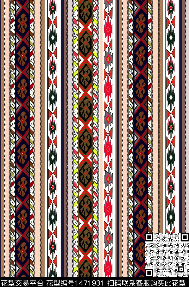 条纹花卉裙数码印花华亿平台下载（图片编号: 1471931） - 瓦栏（Walan）