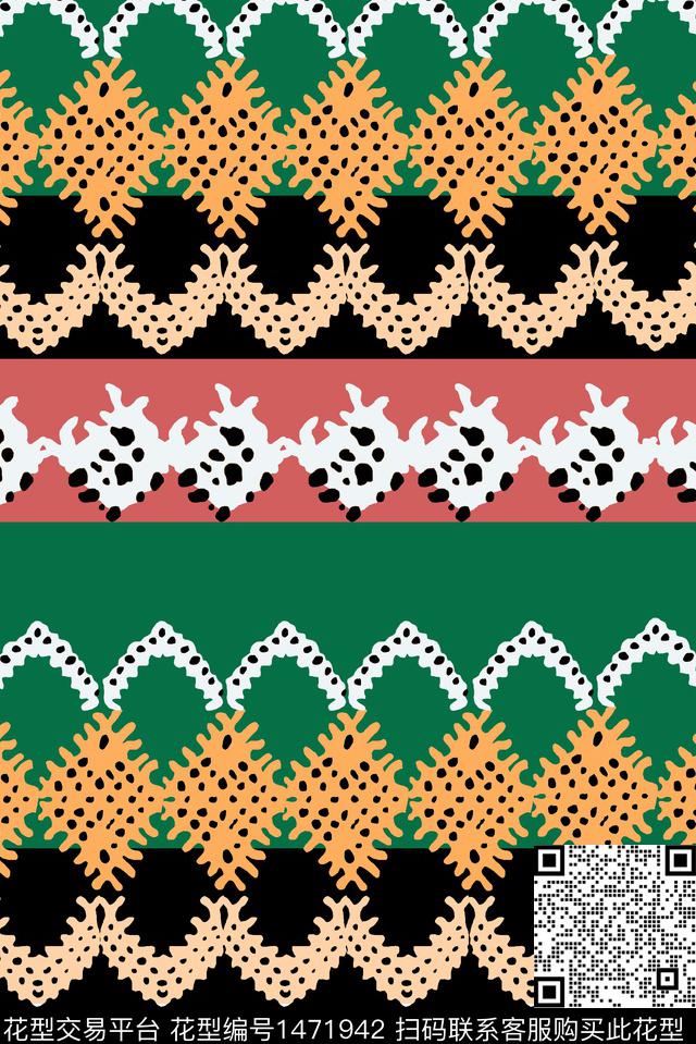 条纹花卉裙数码印花华亿平台下载（图片编号: 1471942） - 瓦栏（Walan）