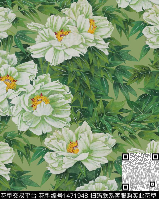 旗袍牡丹2022春夏数码印花华亿平台下载（图片编号: 1471948） - 瓦栏（Walan）