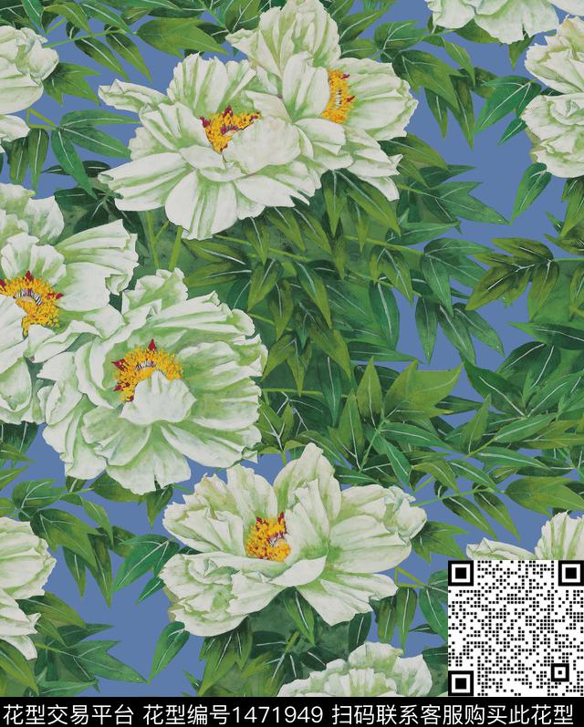 旗袍牡丹2022春夏数码印花华亿平台下载（图片编号: 1471949） - 瓦栏（Walan）