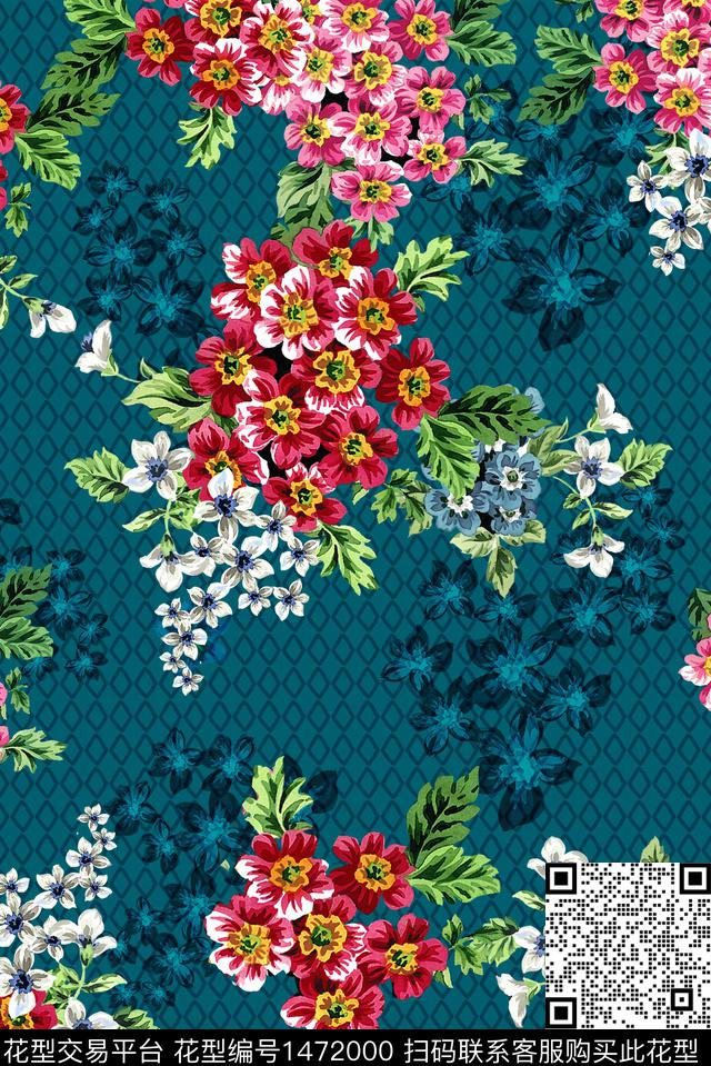 抽象花卉花卉春夏华亿平台数码印花华亿平台下载（图片编号: 1472000） - 瓦栏（Walan）