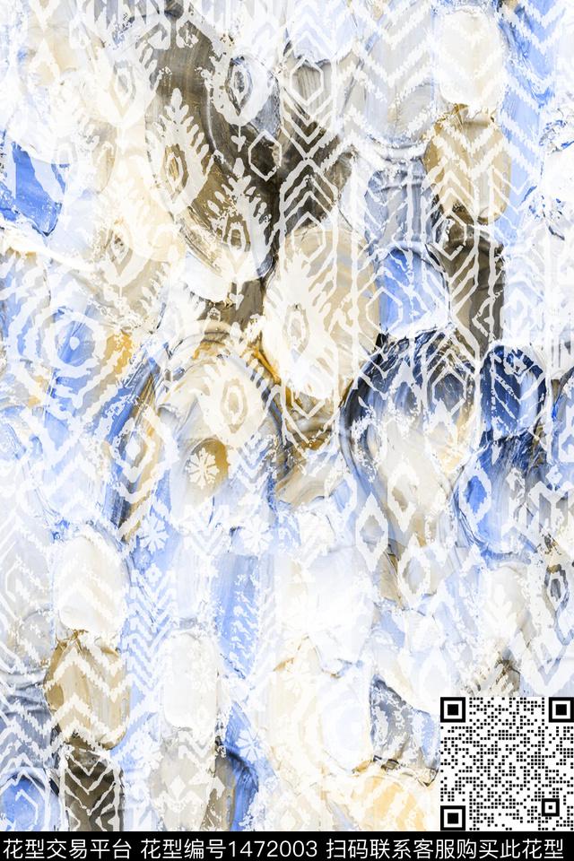 肌理抽象真丝数码印花华亿平台下载（图片编号: 1472003） - 瓦栏（Walan）