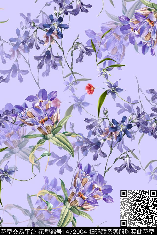 花卉真丝小碎花数码印花华亿平台下载（图片编号: 1472004） - 瓦栏（Walan）