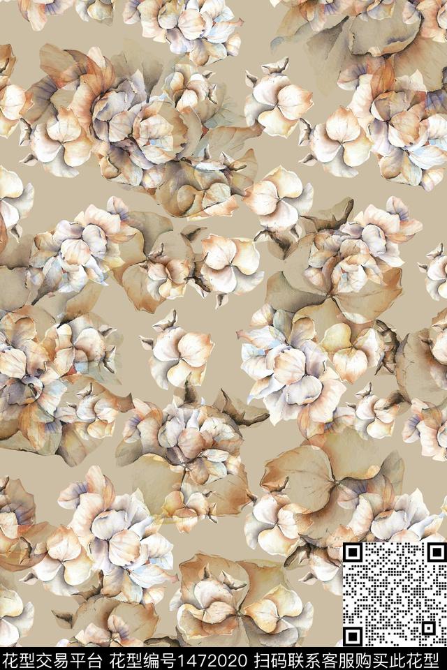 花卉大牌风小清新数码印花华亿平台下载（图片编号: 1472020） - 瓦栏（Walan）