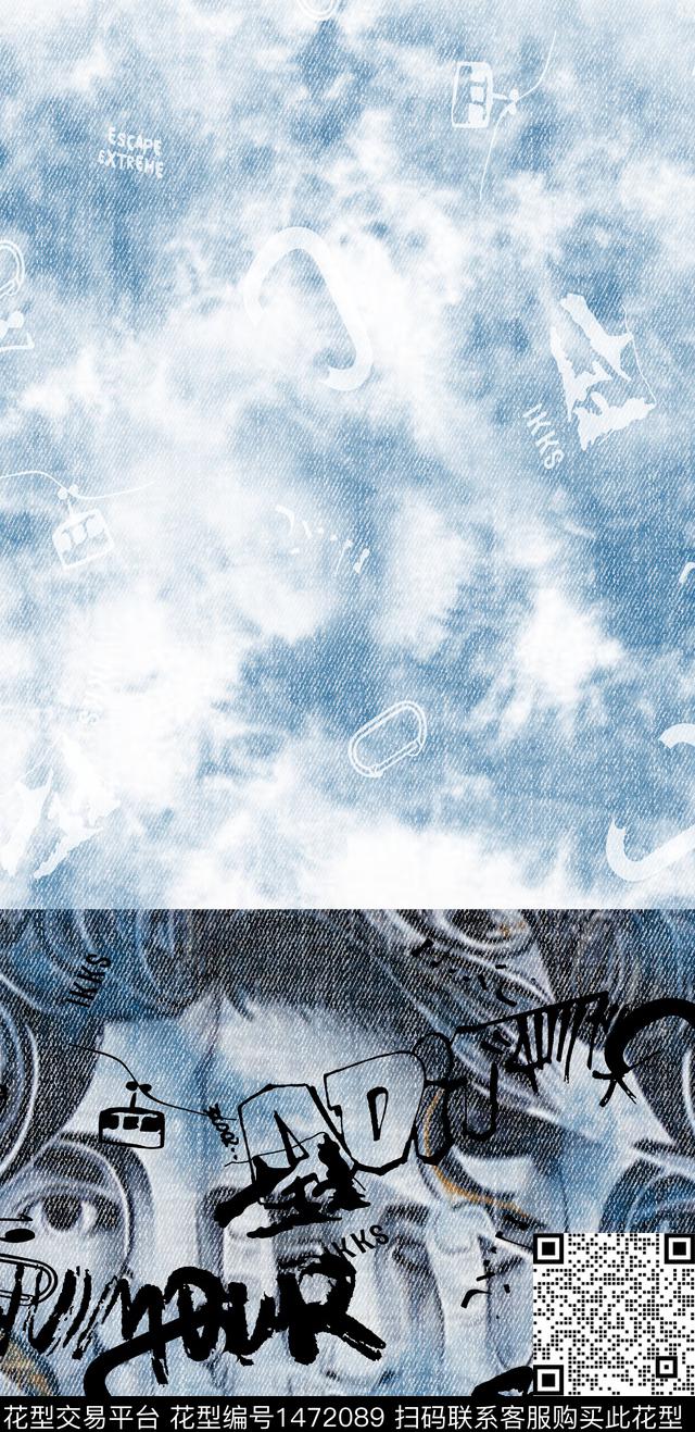 涂鸦男装定位花字母数码印花华亿平台下载（图片编号: 1472089） - 瓦栏（Walan）