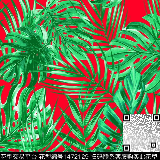 数码华亿平台女装热带叶数码印花华亿平台下载（图片编号: 1472129） - 瓦栏（Walan）