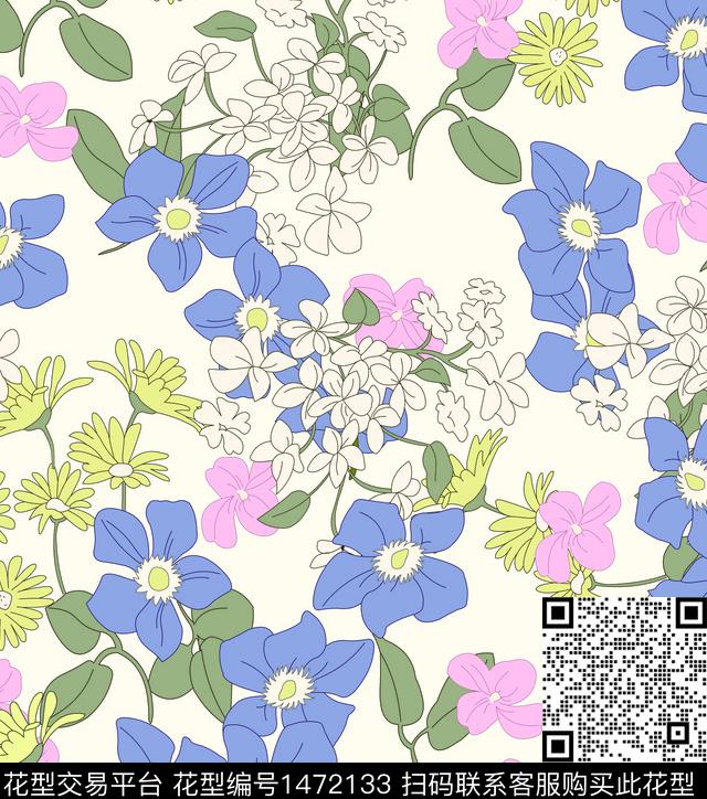 数码华亿平台女装花卉数码印花华亿平台下载（图片编号: 1472133） - 瓦栏（Walan）