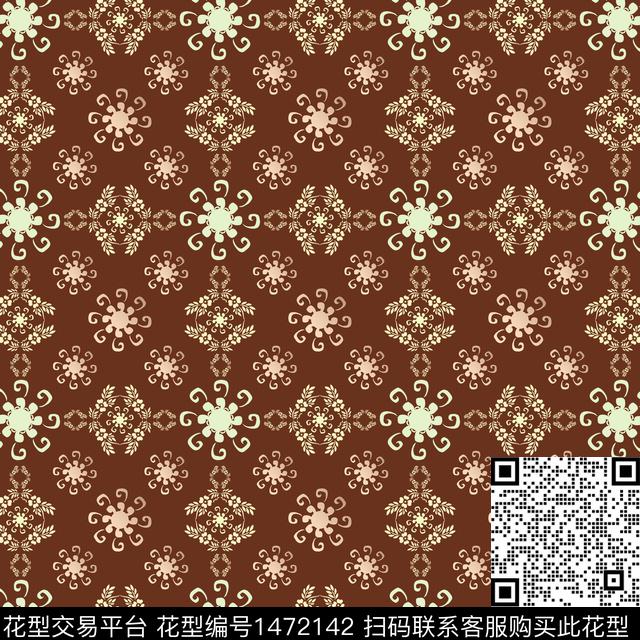 民族风花卉传统花纹传统印花华亿平台下载（图片编号: 1472142） - 瓦栏（Walan）