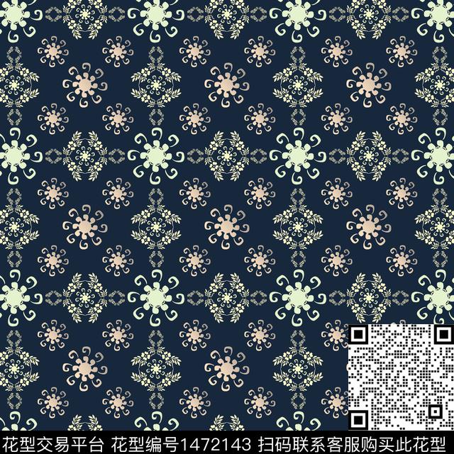 民族风花卉传统花纹传统印花华亿平台下载（图片编号: 1472143） - 瓦栏（Walan）