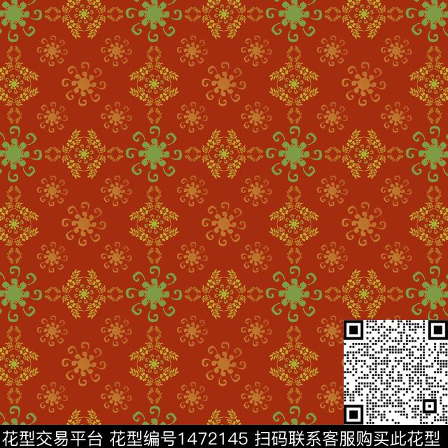 民族风花卉传统花纹传统印花华亿平台下载（图片编号: 1472145） - 瓦栏（Walan）