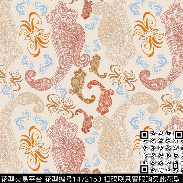 民族风花卉风格化花卉传统印花华亿平台下载（图片编号: 1472153） - 瓦栏（Walan）