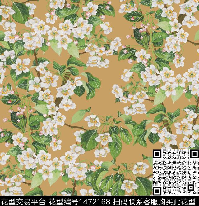 桃花牡丹玉兰花数码印花华亿平台下载（图片编号: 1472168） - 瓦栏（Walan）