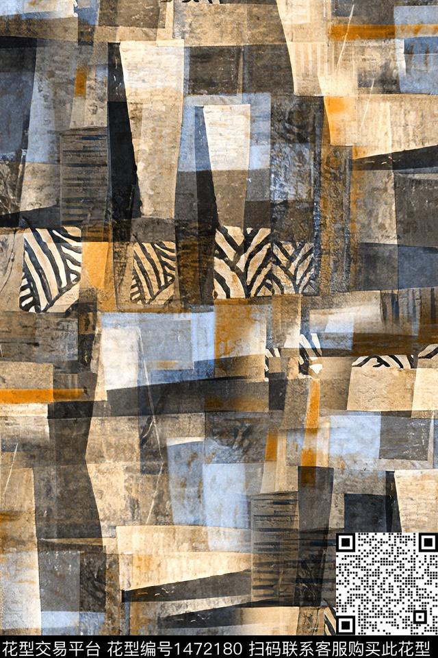 肌理抽象真丝数码印花华亿平台下载（图片编号: 1472180） - 瓦栏（Walan）