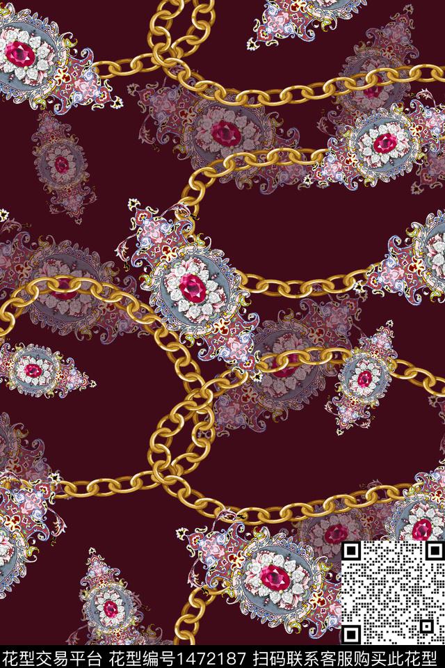 链条大牌风中东数码印花华亿平台下载（图片编号: 1472187） - 瓦栏（Walan）