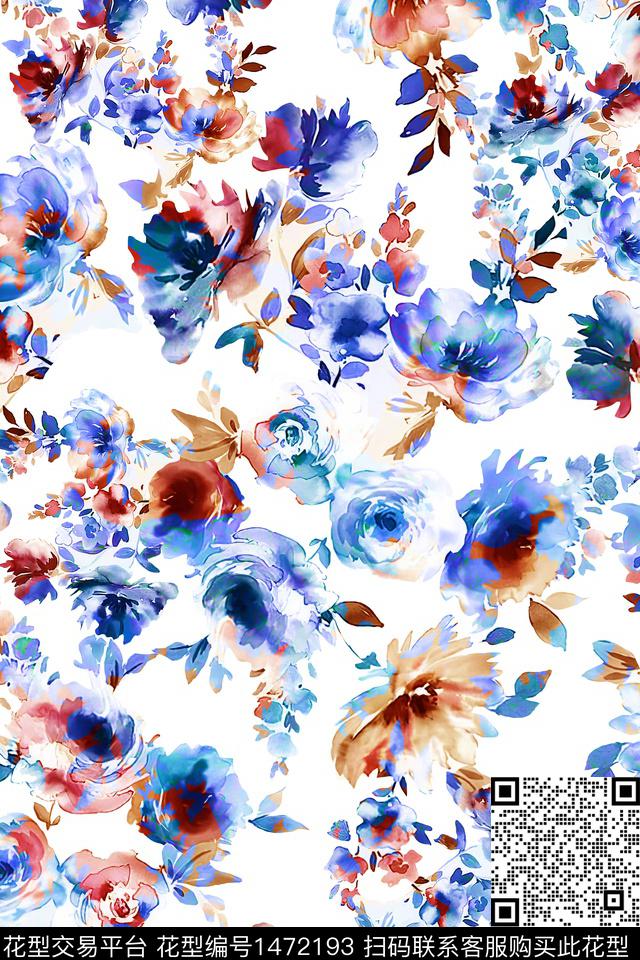 水彩年轻女性大牌风数码印花华亿平台下载（图片编号: 1472193） - 瓦栏（Walan）