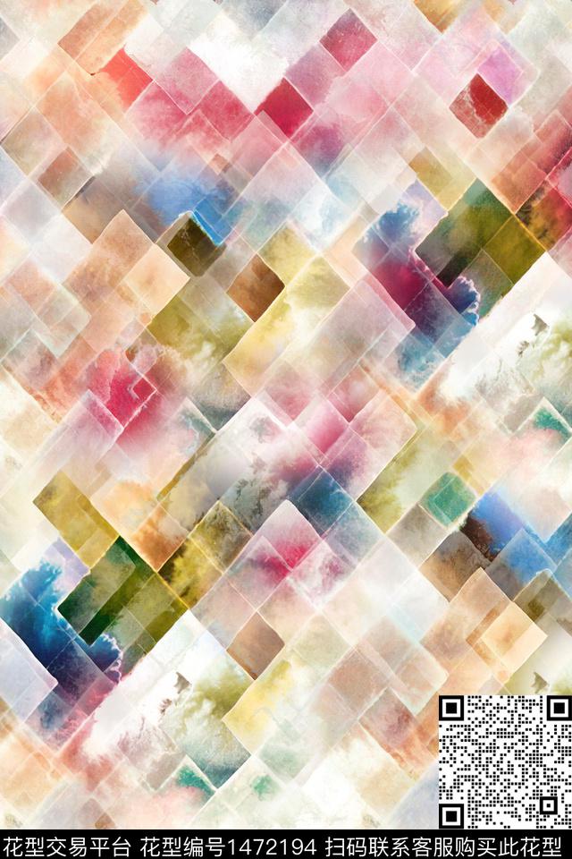 肌理水彩年轻女性数码印花华亿平台下载（图片编号: 1472194） - 瓦栏（Walan）