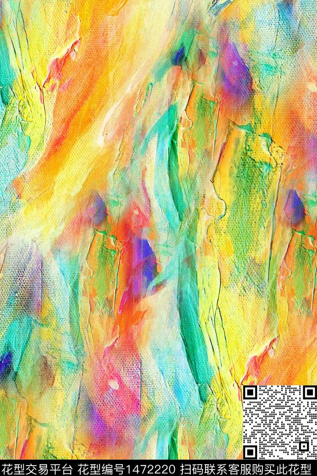 肌理抽象花卉扎染华亿平台数码印花华亿平台下载（图片编号: 1472220） - 瓦栏（Walan）