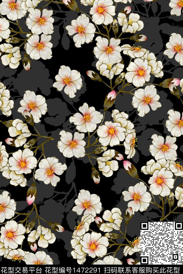 时尚花卉大牌风数码印花华亿平台下载（图片编号: 1472291） - 瓦栏（Walan）