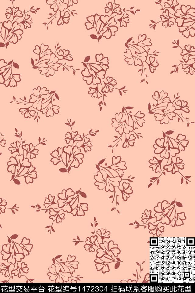 简约抽象线条花卉数码印花华亿平台下载（图片编号: 1472304） - 瓦栏（Walan）