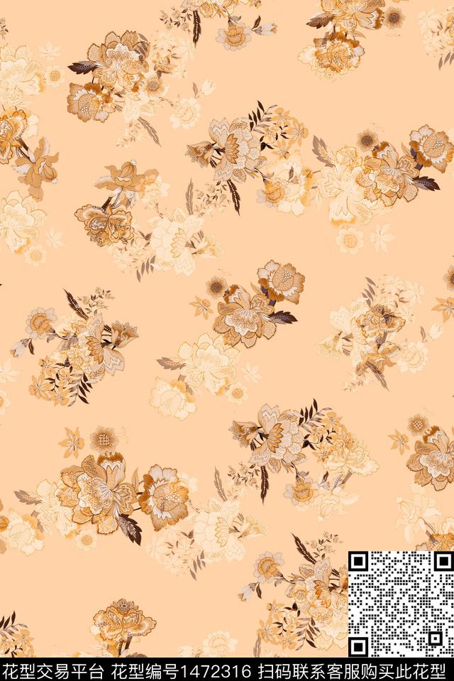 女装花卉大牌风数码印花华亿平台下载（图片编号: 1472316） - 瓦栏（Walan）