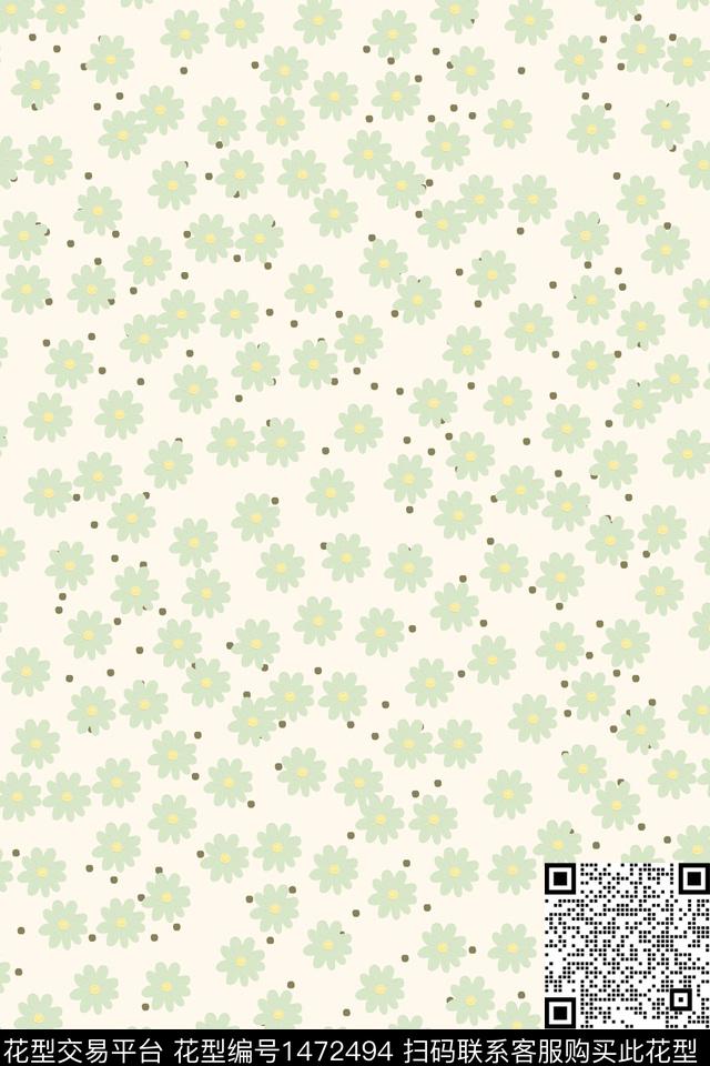 简约抽象小碎花数码印花华亿平台下载（图片编号: 1472494） - 瓦栏（Walan）