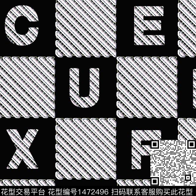 字母几何扎染华亿平台数码印花华亿平台下载（图片编号: 1472496） - 瓦栏（Walan）