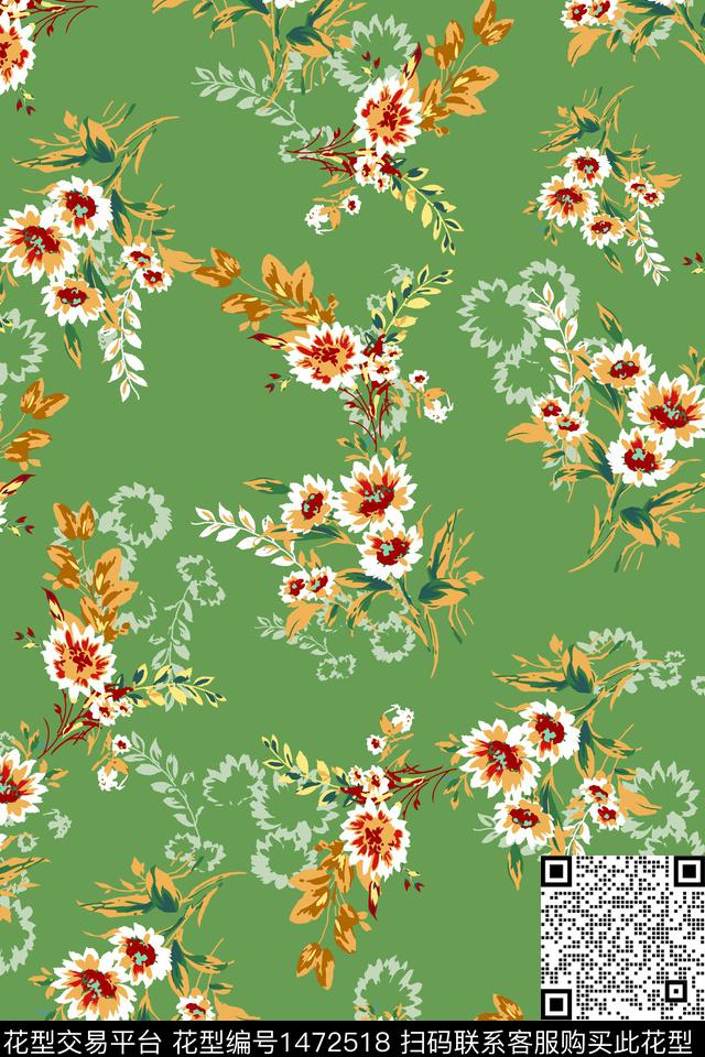 水彩绿植树叶年轻女性数码印花华亿平台下载（图片编号: 1472518） - 瓦栏（Walan）