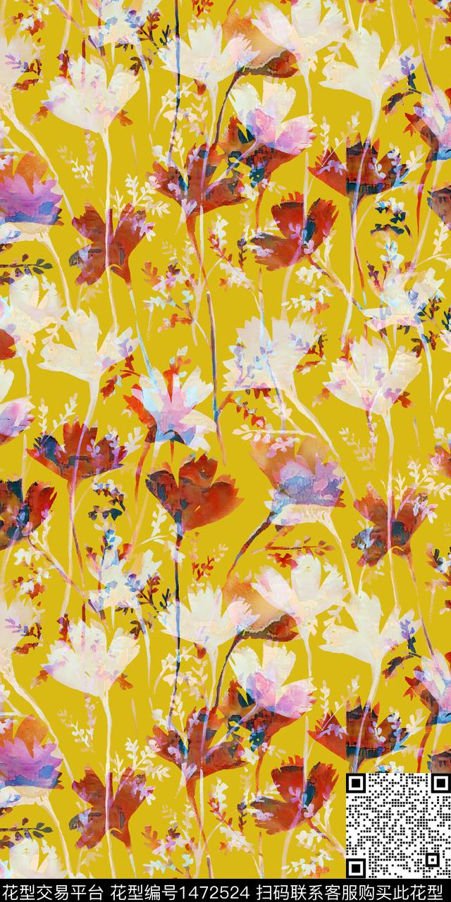 彩底花卉数码华亿平台女装数码印花华亿平台下载（图片编号: 1472524） - 瓦栏（Walan）