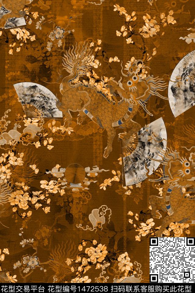 时尚香云纱中国风数码印花华亿平台下载（图片编号: 1472538） - 瓦栏（Walan）