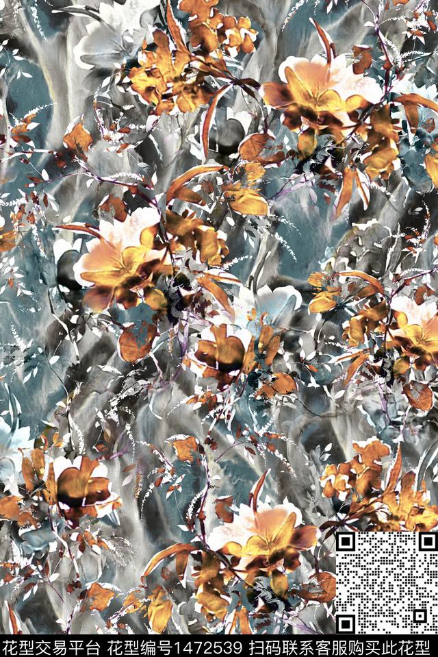 几何花卉几何数码华亿平台数码印花华亿平台下载（图片编号: 1472539） - 瓦栏（Walan）
