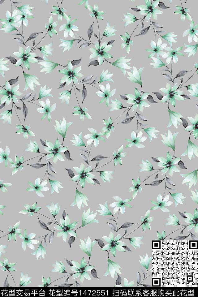花卉大牌风小清新数码印花华亿平台下载（图片编号: 1472551） - 瓦栏（Walan）