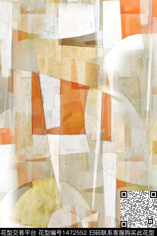 小清新抽象真丝数码印花华亿平台下载（图片编号: 1472552） - 瓦栏（Walan）