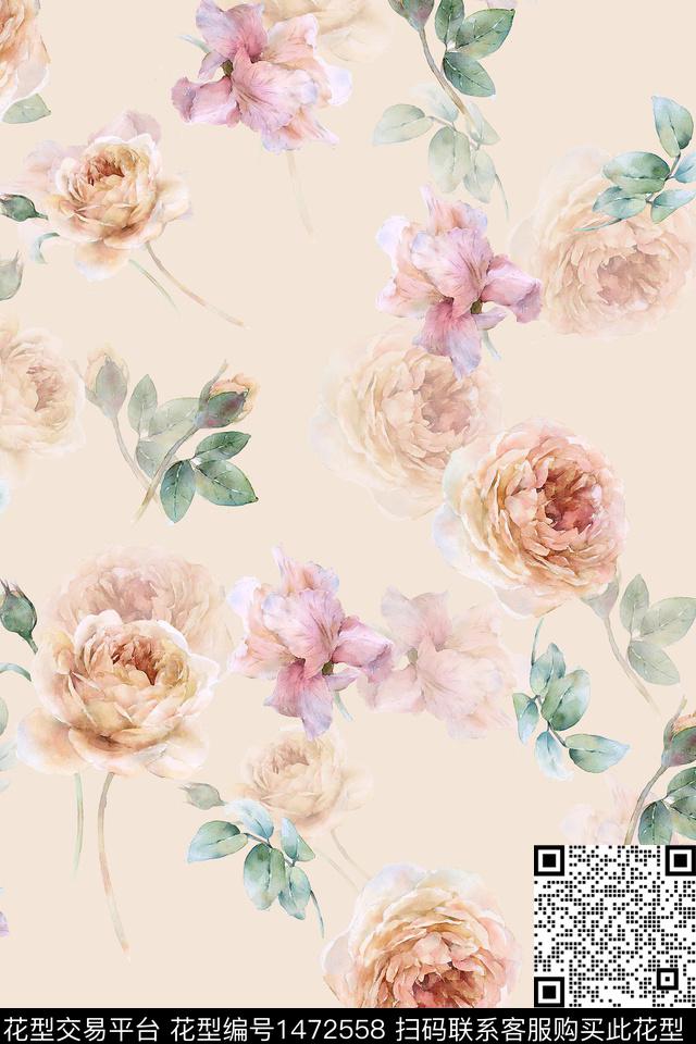 花卉真丝小碎花数码印花华亿平台下载（图片编号: 1472558） - 瓦栏（Walan）
