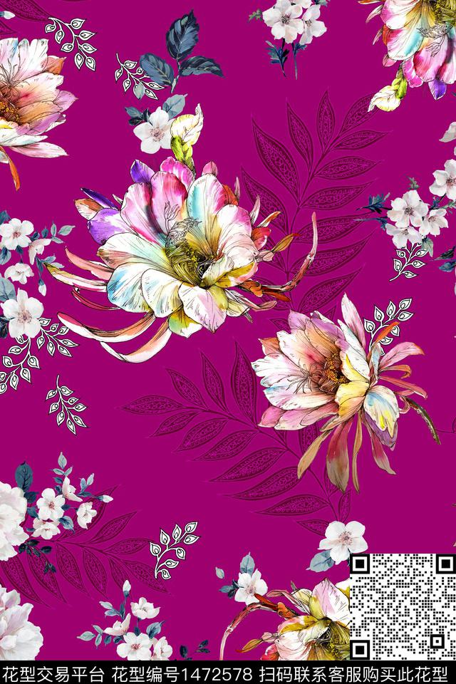包金华亿平台花卉中老年数码印花华亿平台下载（图片编号: 1472578） - 瓦栏（Walan）