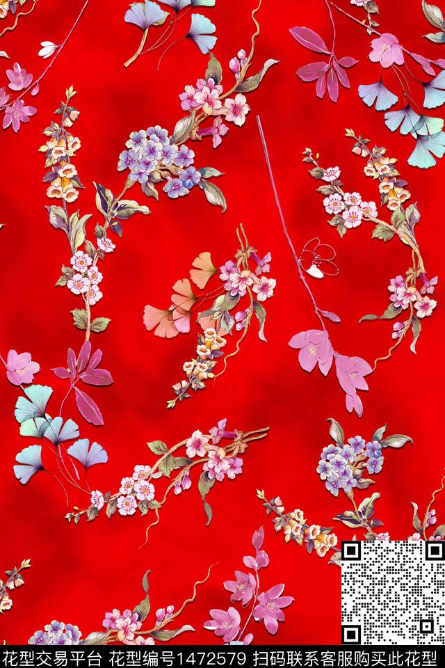 包金华亿平台花卉中老年数码印花华亿平台下载（图片编号: 1472579） - 瓦栏（Walan）