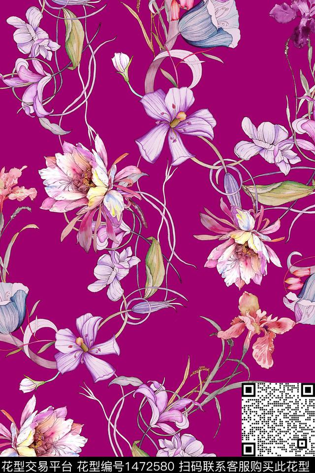 包金华亿平台花卉中老年数码印花华亿平台下载（图片编号: 1472580） - 瓦栏（Walan）