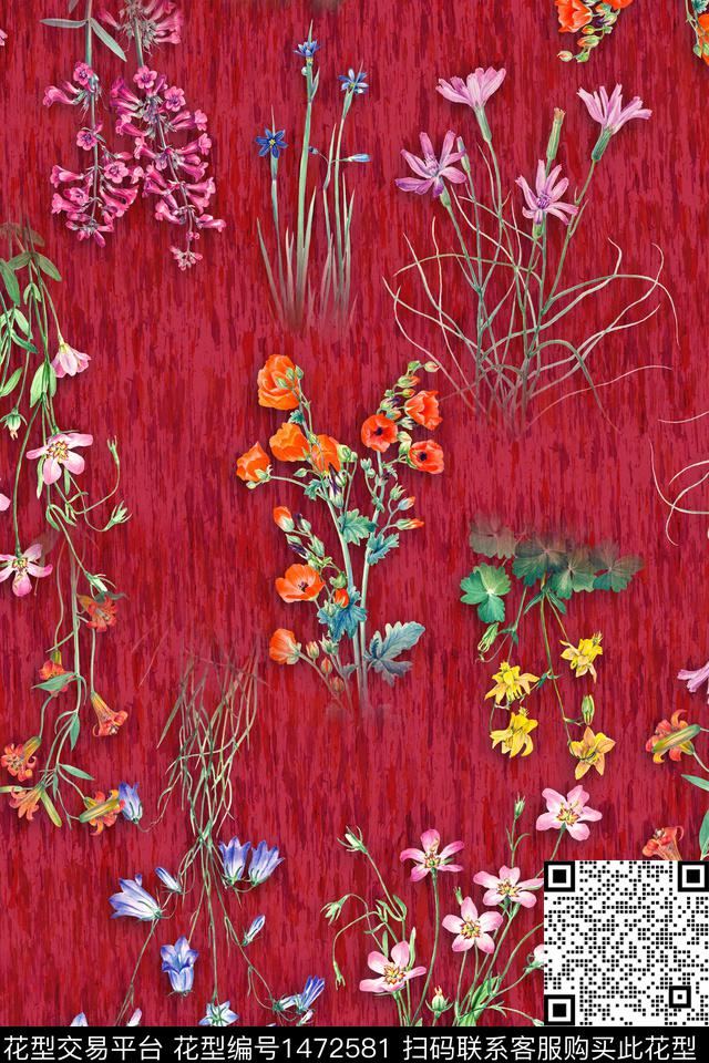 包金华亿平台花卉中老年数码印花华亿平台下载（图片编号: 1472581） - 瓦栏（Walan）