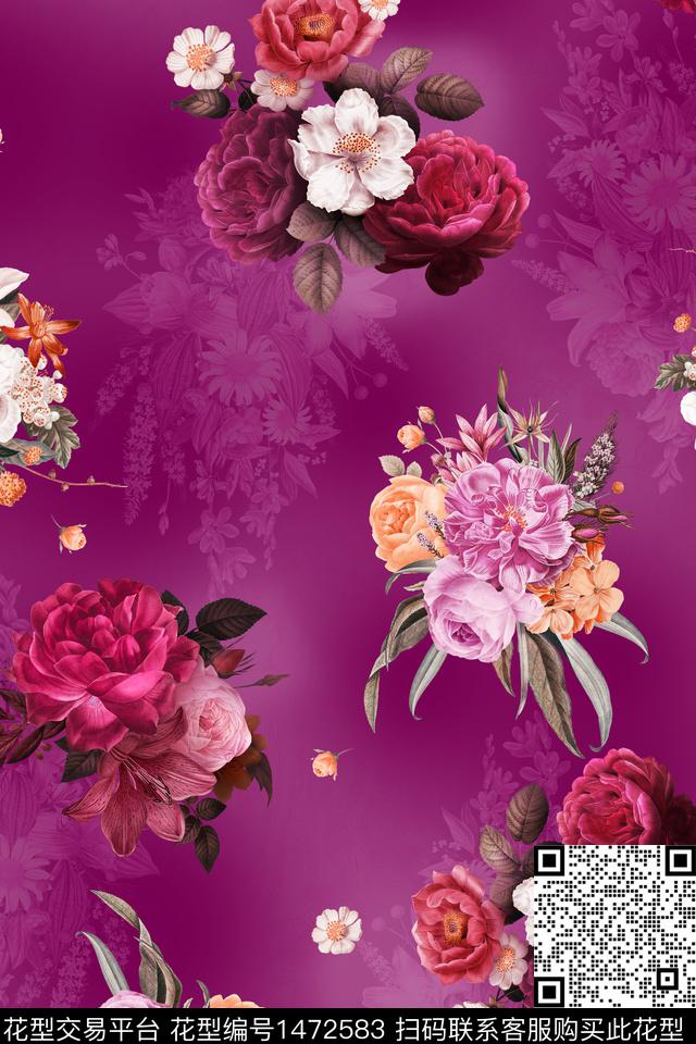 包金华亿平台花卉中老年数码印花华亿平台下载（图片编号: 1472583） - 瓦栏（Walan）