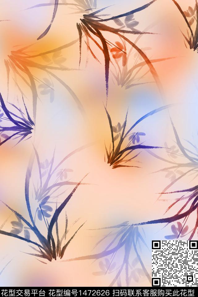 时尚花卉大牌风数码印花华亿平台下载（图片编号: 1472626） - 瓦栏（Walan）