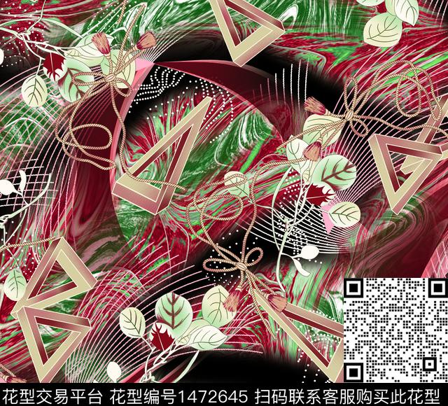 数码华亿平台抽象花卉女装数码印花华亿平台下载（图片编号: 1472645） - 瓦栏（Walan）