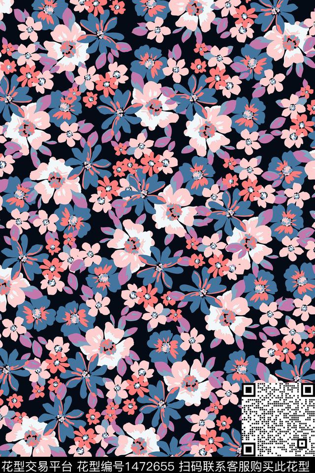 女装大牌风小碎花数码印花华亿平台下载（图片编号: 1472655） - 瓦栏（Walan）