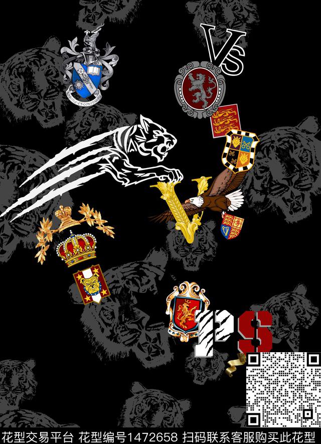 玻璃老虎大牌风数码印花华亿平台下载（图片编号: 1472658） - 瓦栏（Walan）