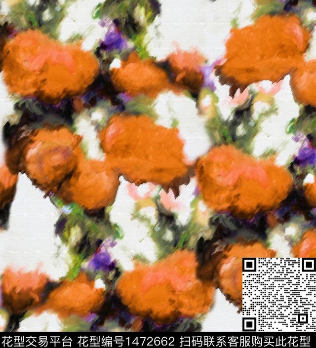 油画华亿平台玫瑰花牡丹数码印花华亿平台下载（图片编号: 1472662） - 瓦栏（Walan）