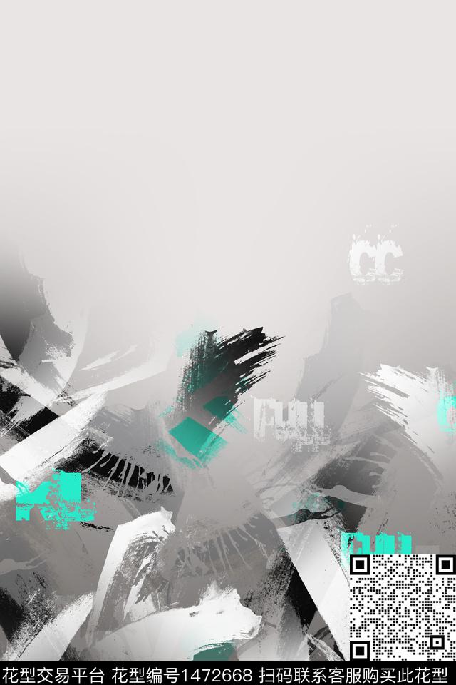 抽象字母男装定位花传统印花华亿平台下载（图片编号: 1472668） - 瓦栏（Walan）