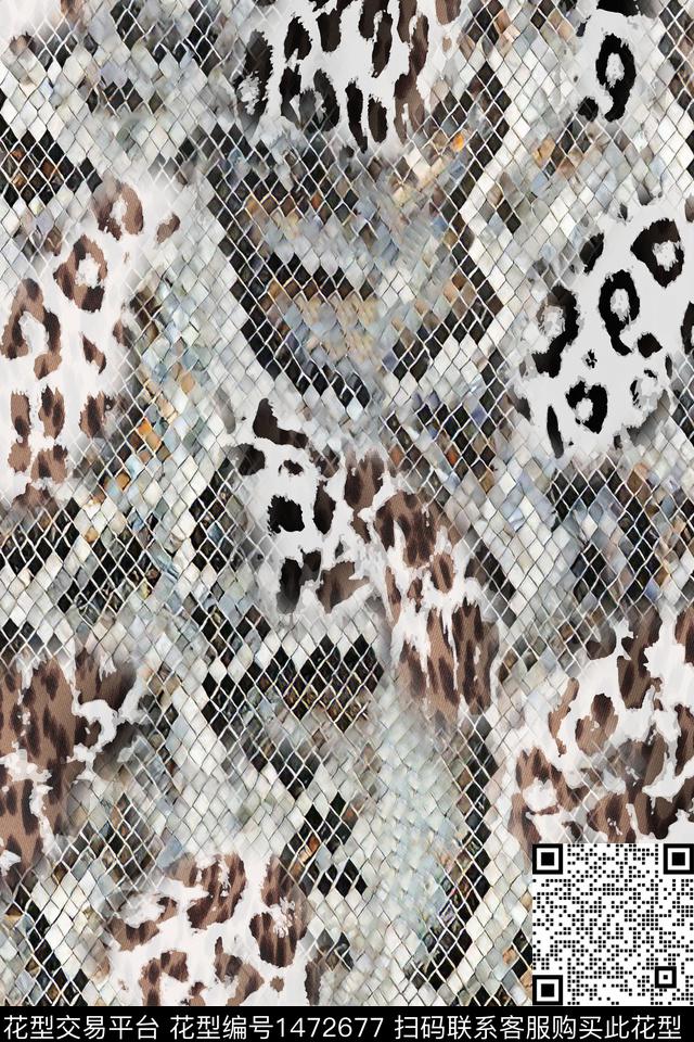 豹纹花卉真丝数码印花华亿平台下载（图片编号: 1472677） - 瓦栏（Walan）