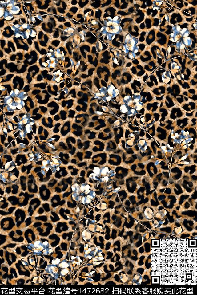时尚豹纹真丝数码印花华亿平台下载（图片编号: 1472682） - 瓦栏（Walan）