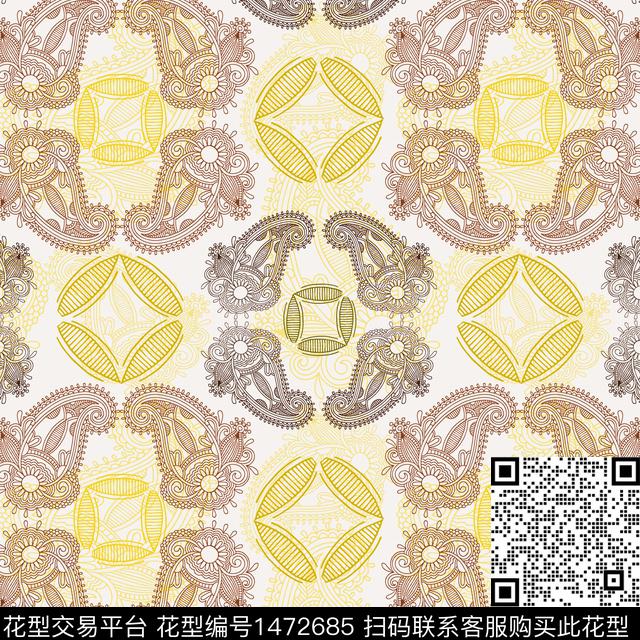 几何佩斯利民族风传统印花华亿平台下载（图片编号: 1472685） - 瓦栏（Walan）